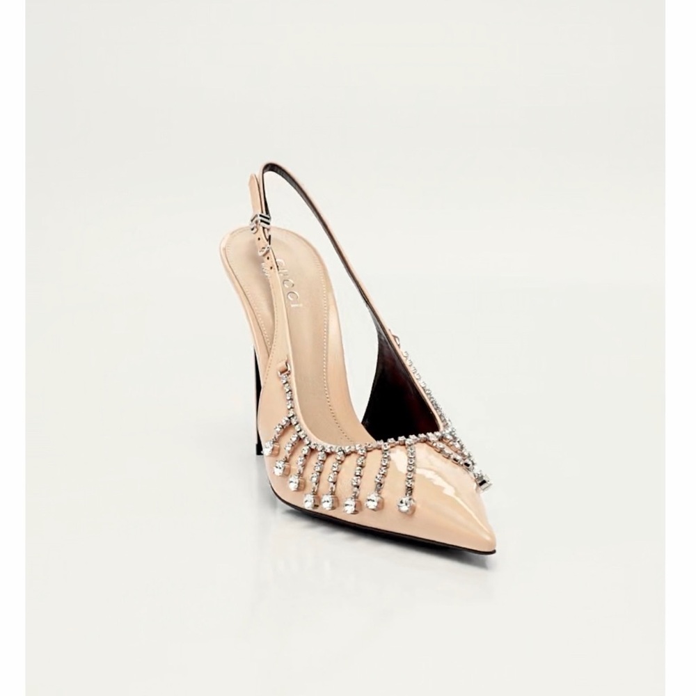 Gucci Women's Nude Heels with Crystal Accents